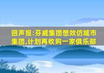 回声报:芬威集团想效仿城市集团,计划再收购一家俱乐部